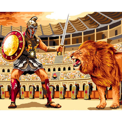 Canevas Le gladiateur au lion