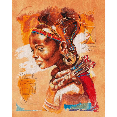 African Woman, Kit à broder au point de croix point compté sur toile étamine