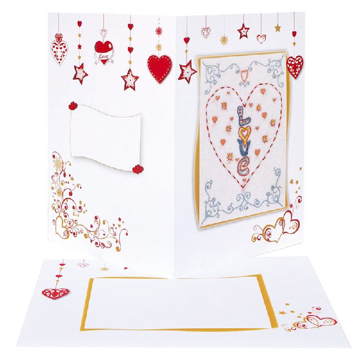 Carte St Valentin - Broderie Traditionnelle - Anchor