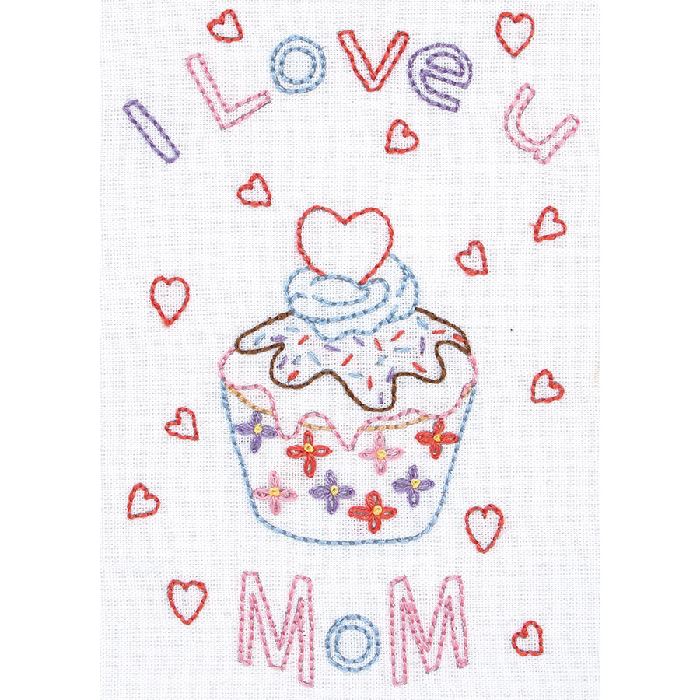 Carte j'aime maman - Broderie Traditionnelle - Anchor
