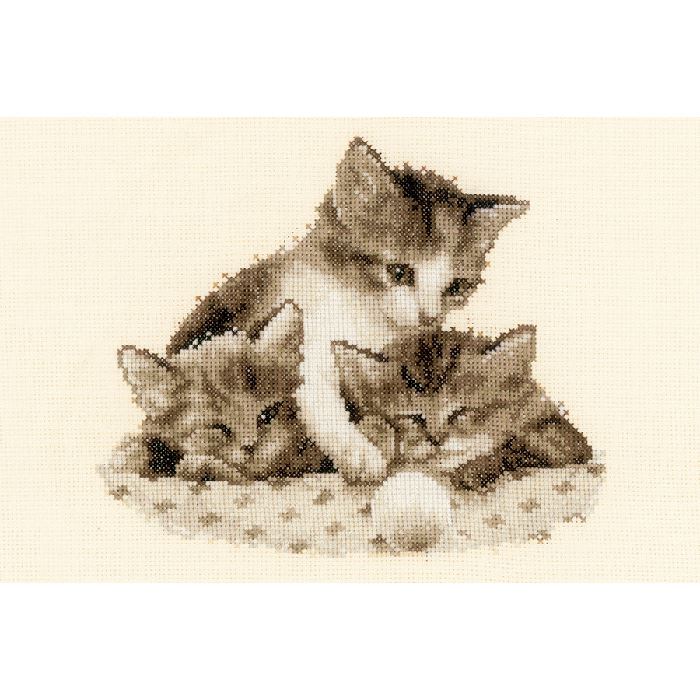 Trois petits chatons - Broderie Point de Croix - Vervaco
