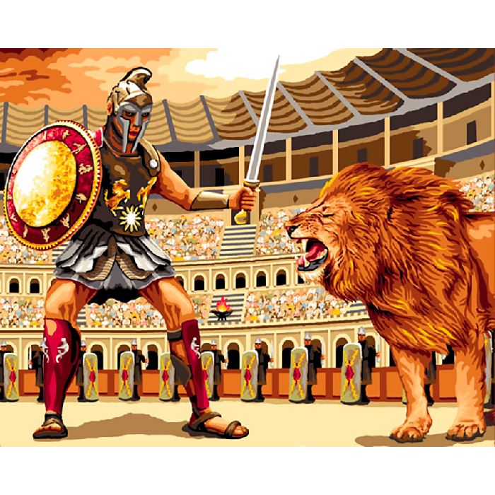 Canevas Pénélope - Le gladiateur au lion - Luc Créations