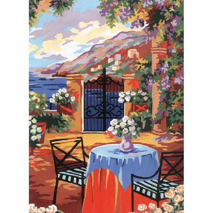 Canevas Pénélope - Terrasse fleurie - Collection d'art