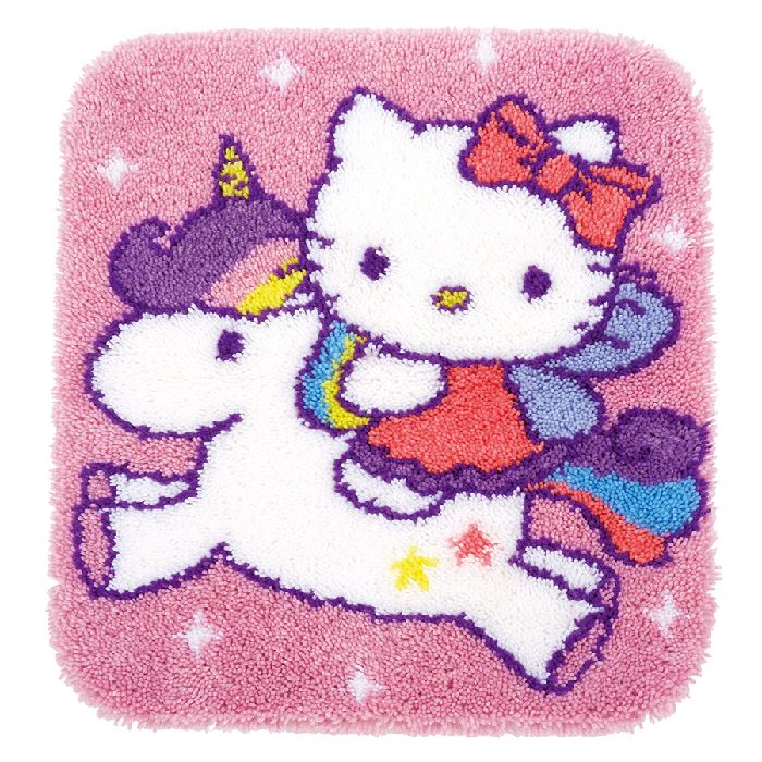 Hello Kitty et licorne - Kit Tapis Point Noué - Vervaco