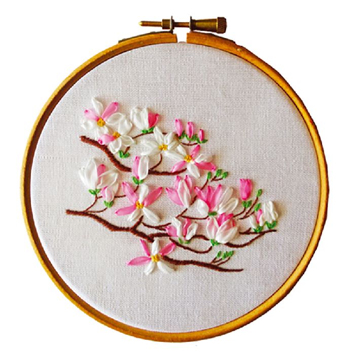 Kit broderie avec ruban - Magnolias aux rubans - Princesse