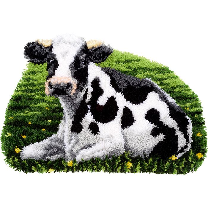 Vache au repos - Kit Tapis Point Noué - Vervaco