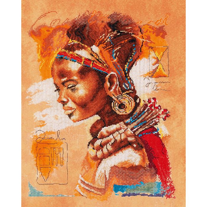 African Woman - Broderie Point de Croix - Lanarte