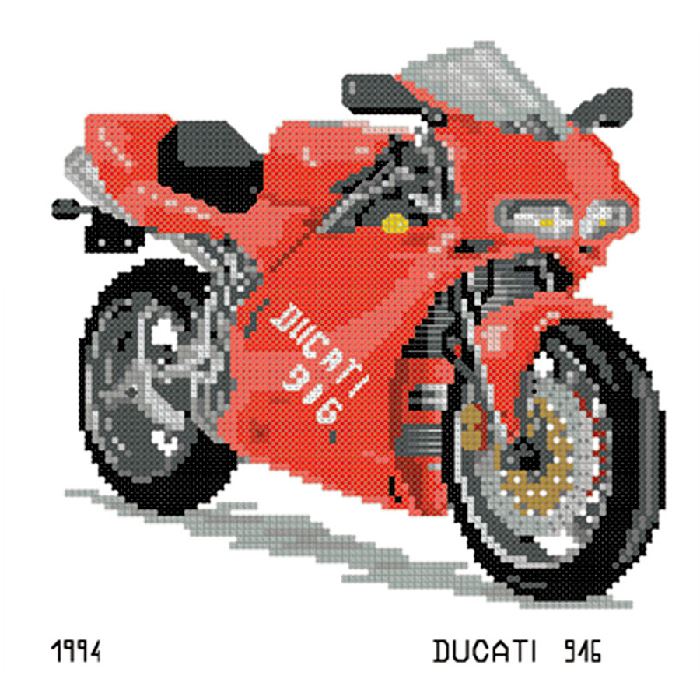 Ducati 916 - Broderie Point de Croix - Luc Créations