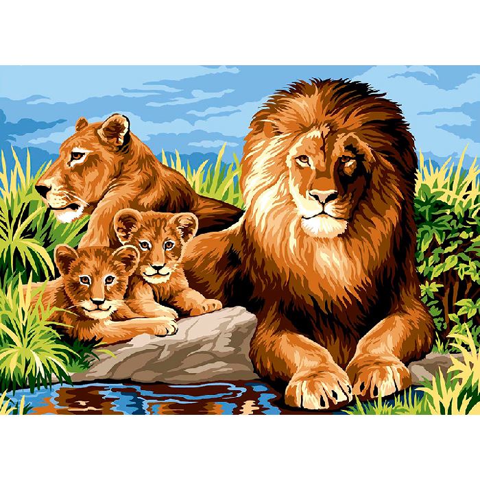 Kit canevas Pénélope - La famille des lions - SEG de Paris