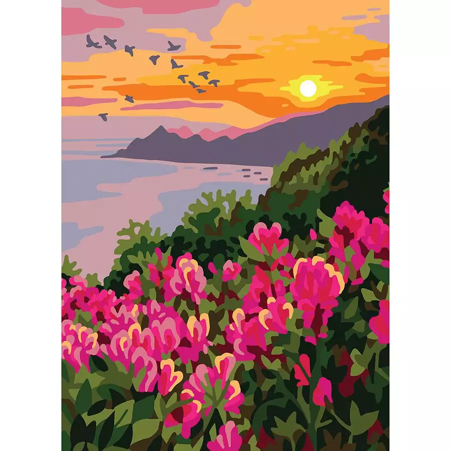 Canevas Pénélope - Fleurs sauvages au coucher de soleil - Collection d'Art