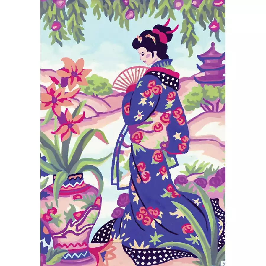 Canevas Pénélope - Geisha à l'éventail - Collection d'Art
