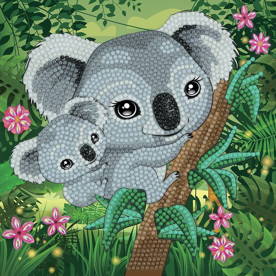 Carte Broderie Diamant - Koalas - Crystal Art D.I.Y