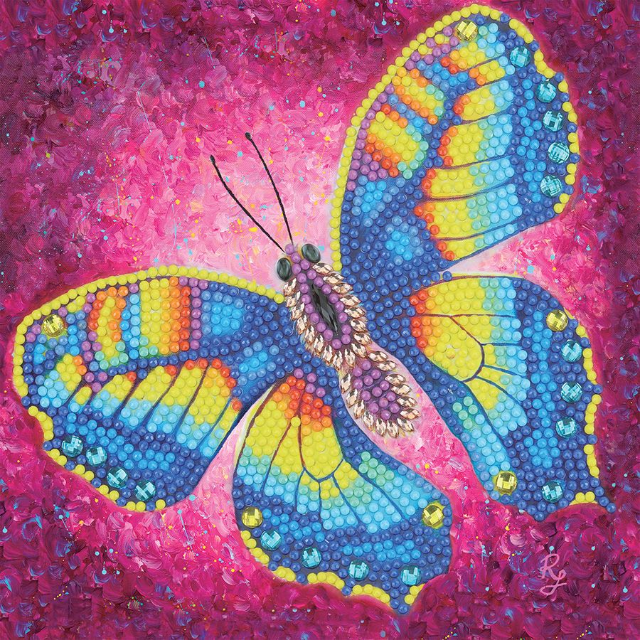 Carte Broderie Diamant - Papillon coloré - Crystal Art D.I.Y