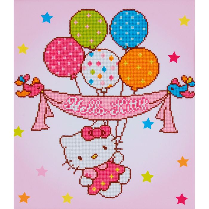 Kit broderie diamant - Hello Kitty avec ballons - Vervaco