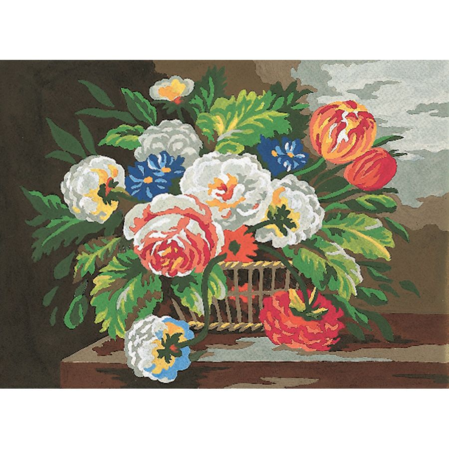 Canevas Pénélope - Panier de fleurs - Collection d'Art
