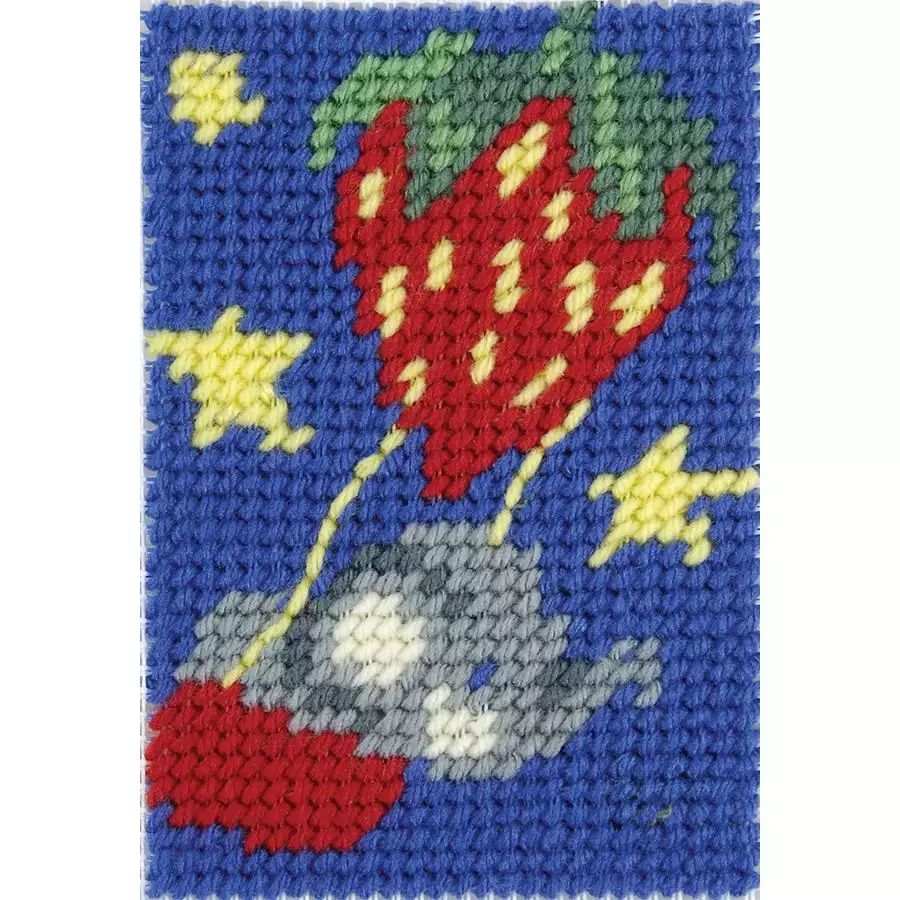Kit canevas pour enfant toile gros trous - La montgolfière fraise - DMC