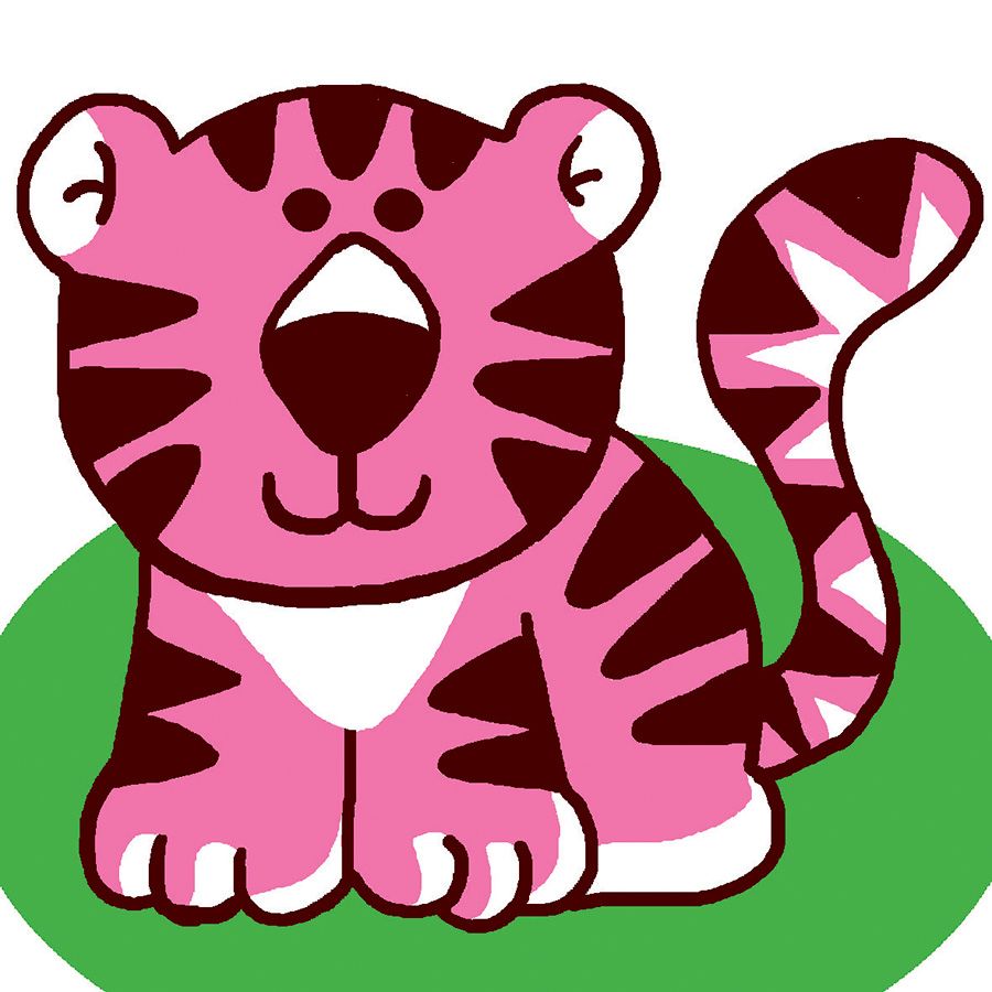 Kit canevas pour enfant toile gros trous - Tigre rose - Luc Créations