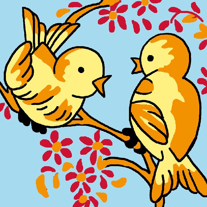 Kit canevas pour enfants - Couple d'oiseaux - Luc Créations