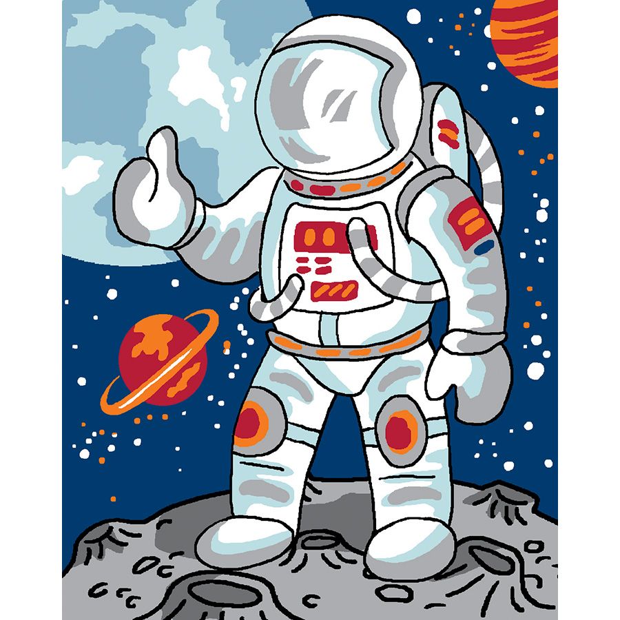 Kit canevas pour enfants toile petits trous - Astronaute - Luc Créations