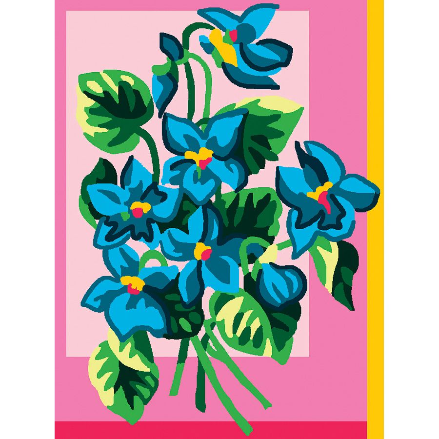 Kit canevas pour enfants toile petits trous - Bouquet de fleurs bleues - Luc Créations