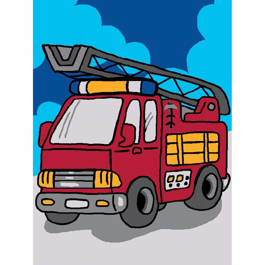 Kit canevas pour enfants toile petits trous - Camion de pompier - Luc Créations
