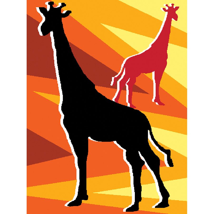 Kit canevas pour enfants toile petits trous - Girafes - Luc Créations