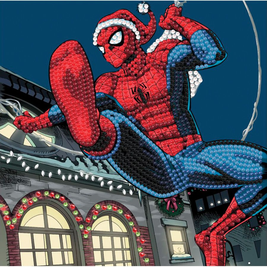 Kit carte broderie Diamant - Spiderman de Noël - Crystal Art D.I.Y