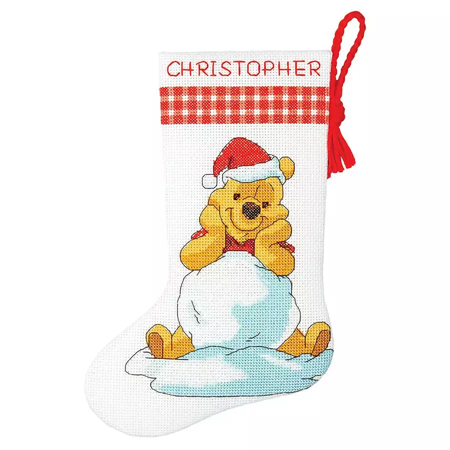 Kit Chaussette de Noël à broder - Winnie l'ourson - Dimensions