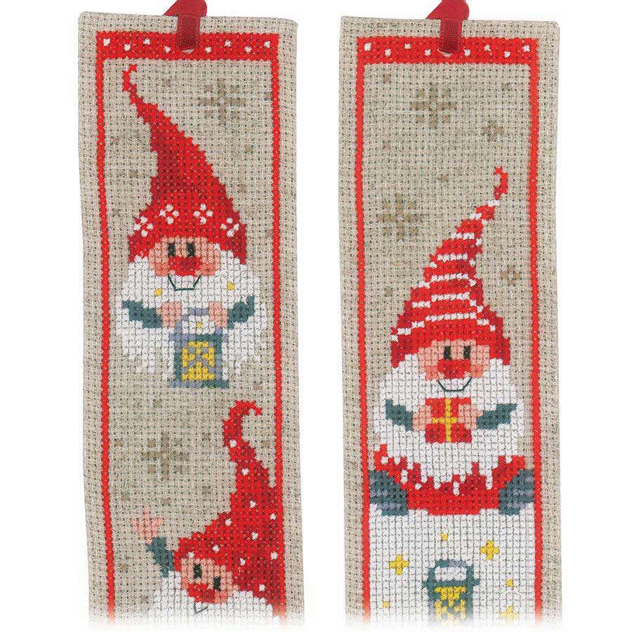 Kit de 2 marque-pages à broder - Gnomes de Noël - Vervaco