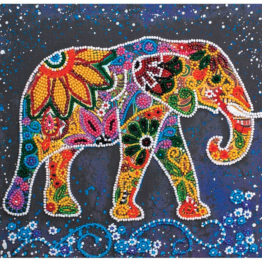 Kit de broderie avec perles - Éléphant Indien - Abris Art