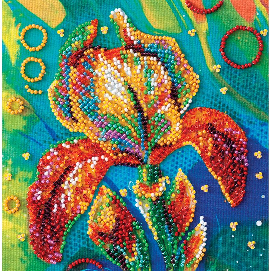 Kit de broderie avec perles - Iris multicolores - Abris Art