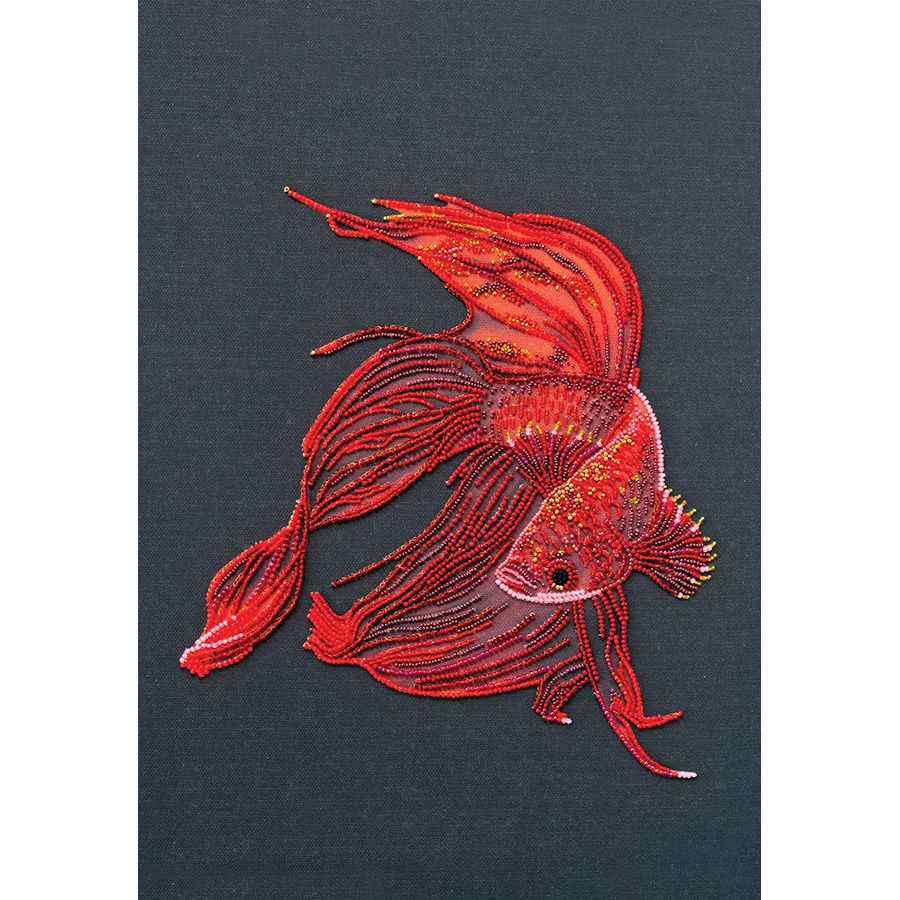 Kit de broderie avec perles - Poisson rouge - Abris Art