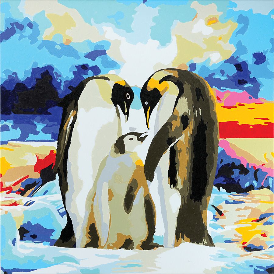 Kit peinture par numéro - Famille de pingouins - Craft Buddy