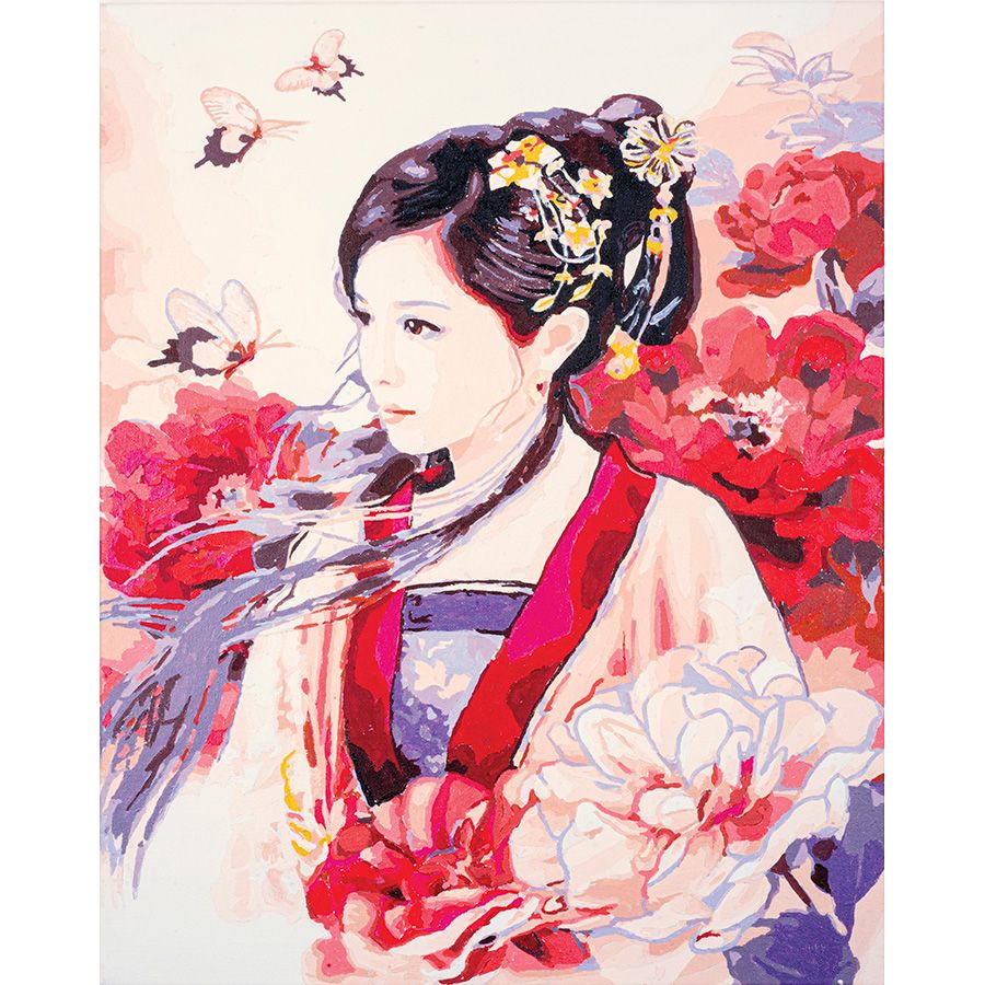 Kit peinture par numéro - Femme asiatique en rose - Lanarte
