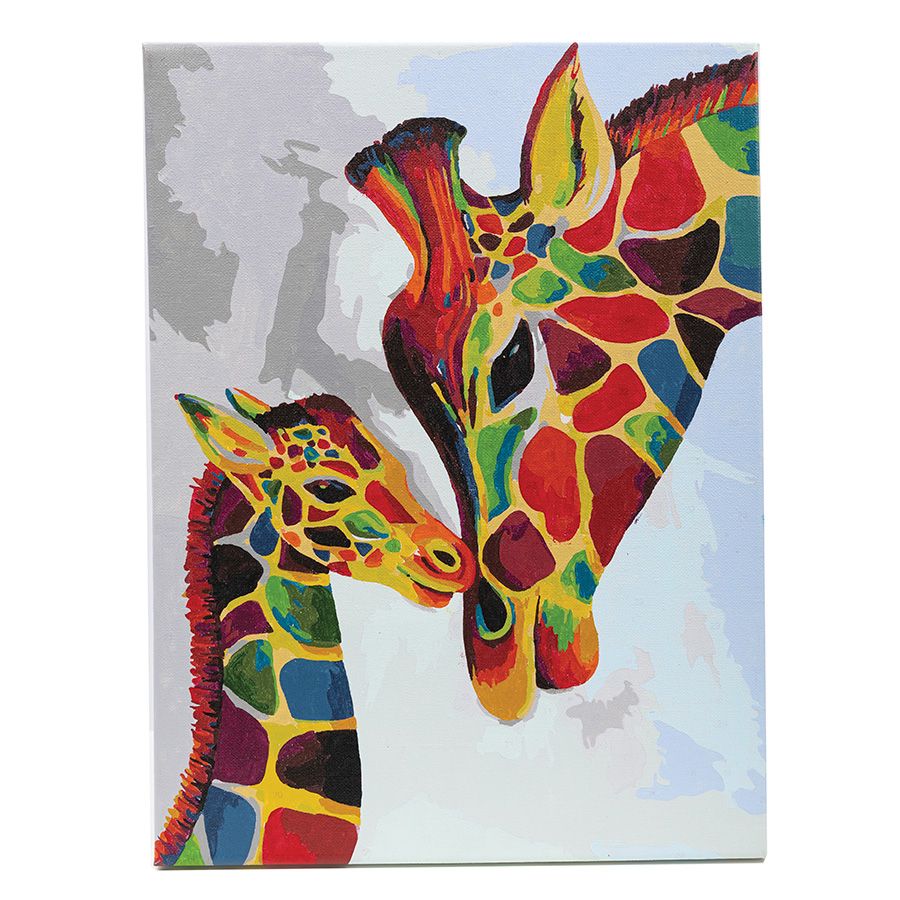 Kit peinture par numéro - Girafes colorées - Craft Buddy