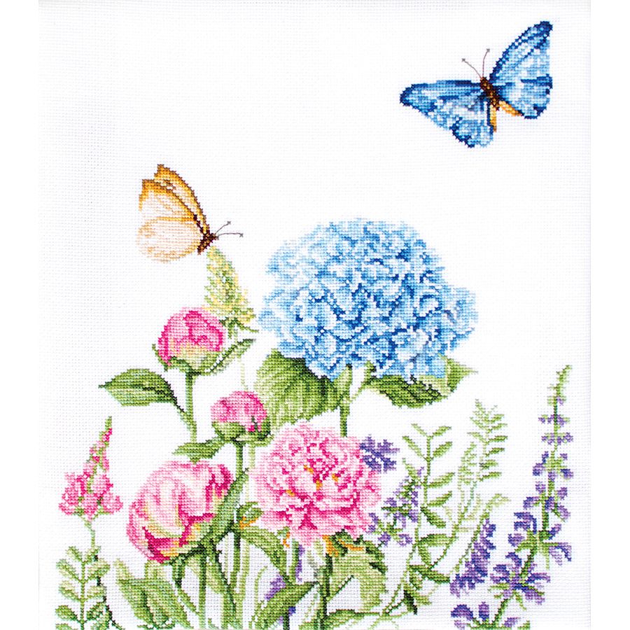 Kit point de croix compté - Fleurs d été et papillons - Luca-S