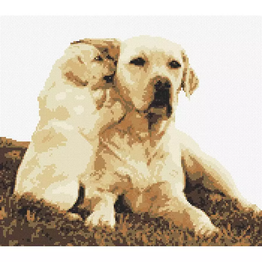 Kit point de croix compté - Labrador et son chiot - Marie Coeur