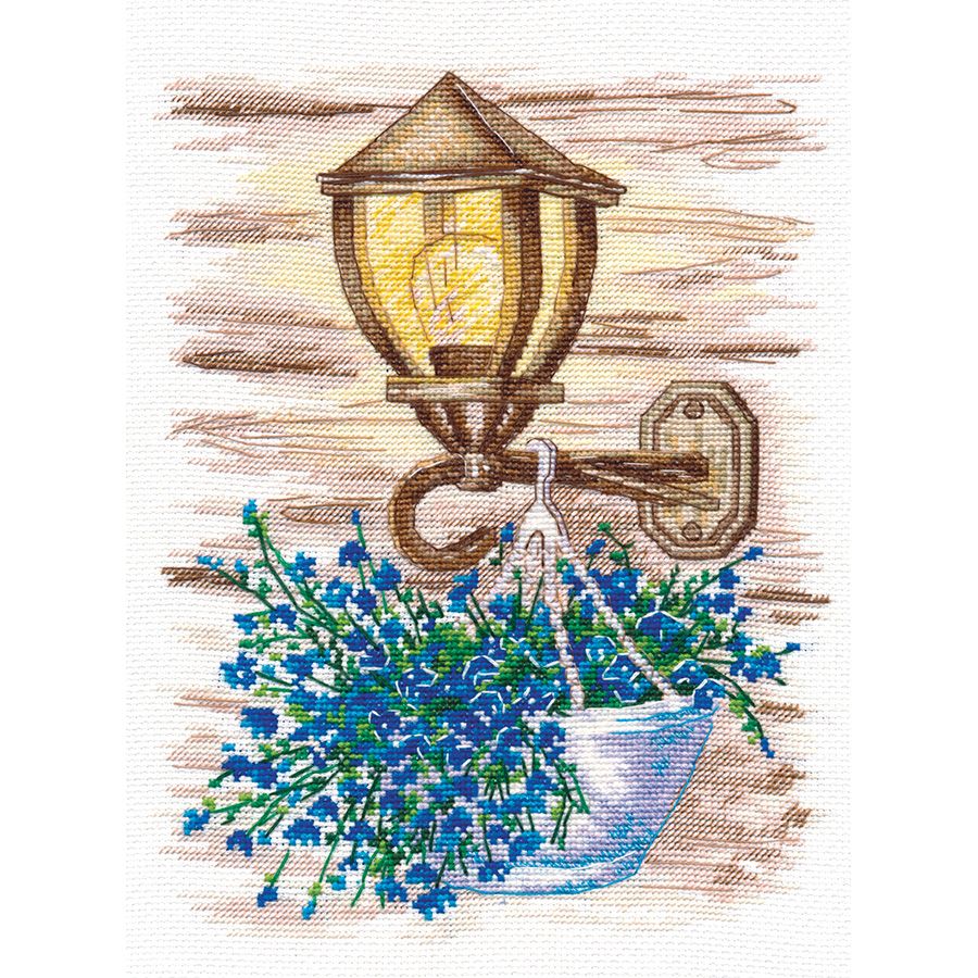 Kit point de croix compté - Lanterne avec fleurs - Oven
