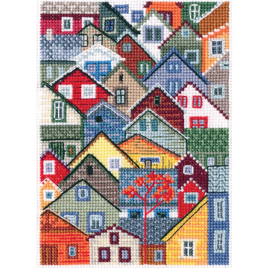 Kit point de croix compté - Maisons colorées - RTO