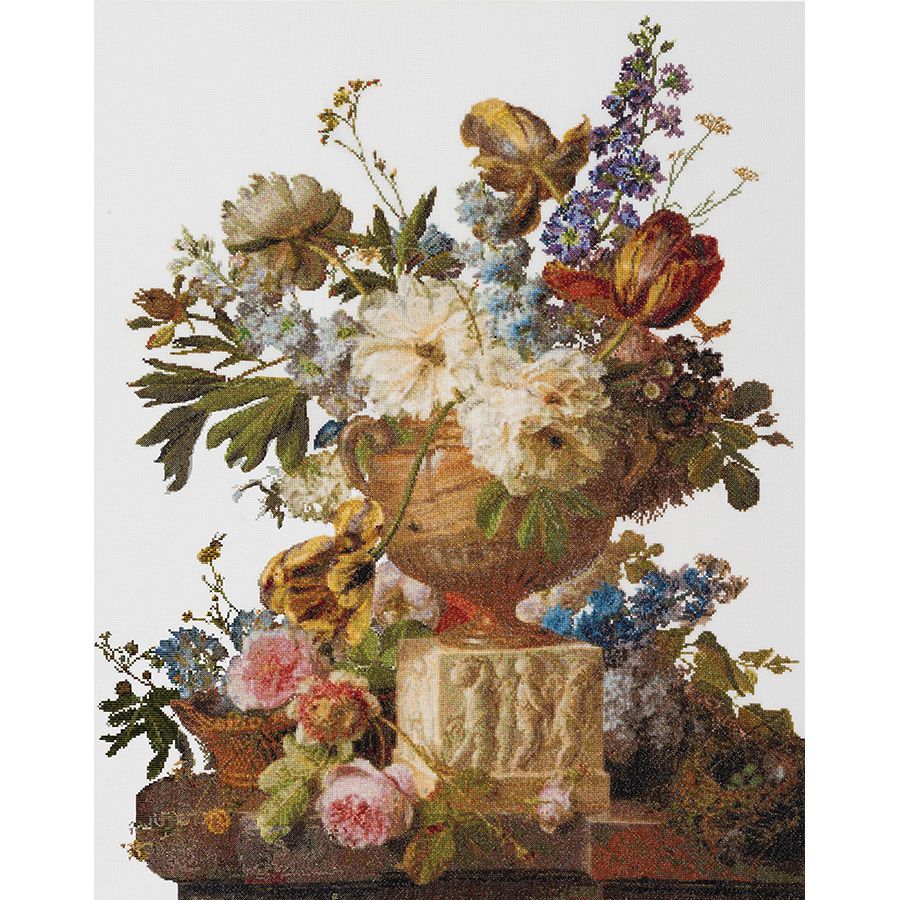 Kit point de croix compté - Nature morte de fleurs avec un vase en albâtre, 1783 - Thea Gouverneur