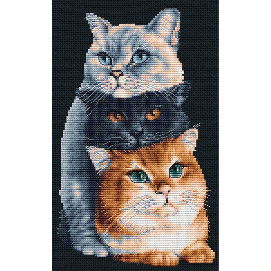 Kit point de croix compté - Trois chats - Aïda noire - Dutch Stitch Brother