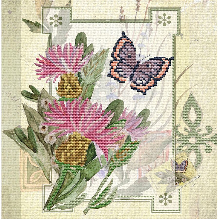 Kit point de croix imprimé - Bouquet de chardons - Ladybird