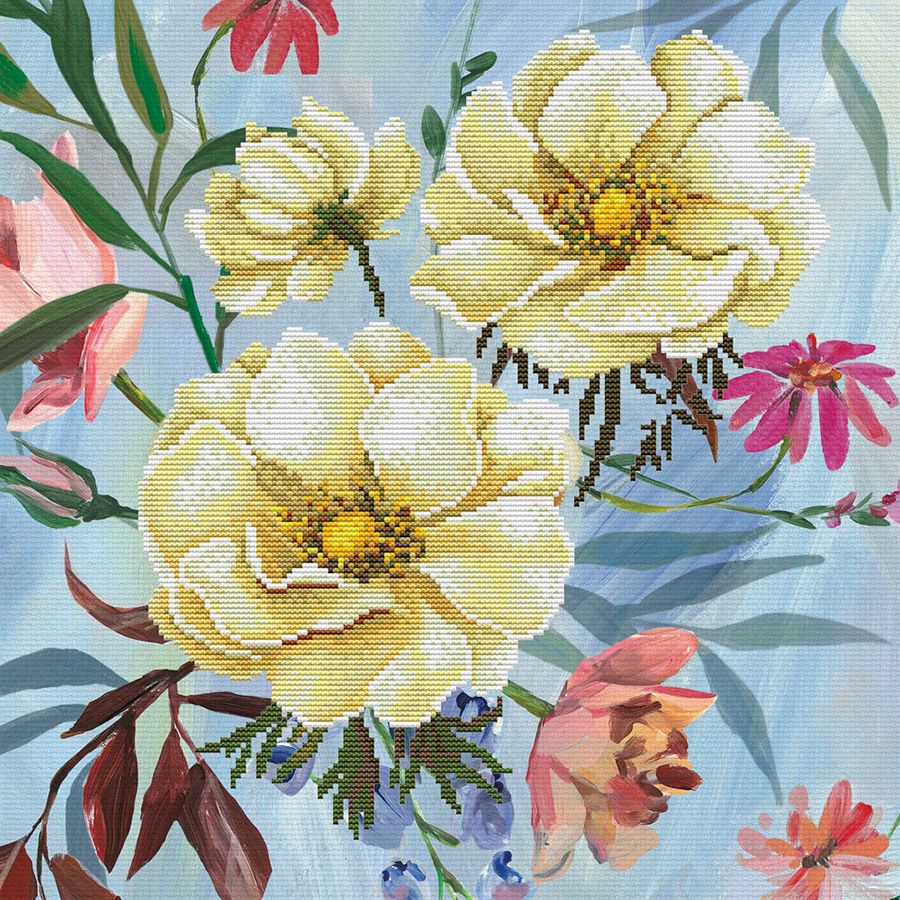 Kit point de croix imprimé - Bouquet de roses sauvages - Ladybird