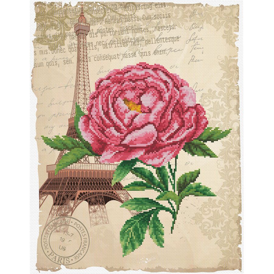 Kit point de croix imprimé - Rose romantique - Ladybird