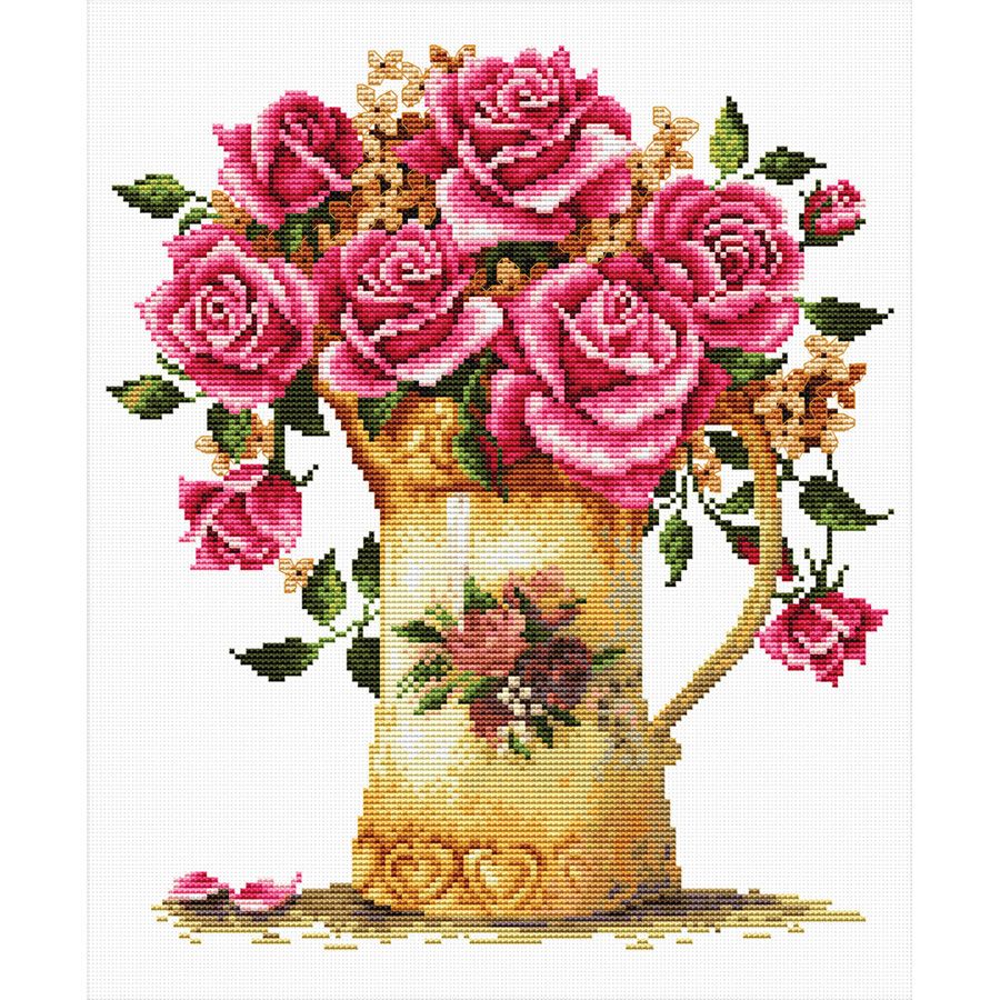 Kit point de croix imprimé - Vase à fleurs ancien - Ladybird