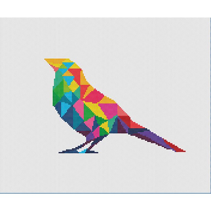Kit Broderie Point de Croix - Oiseau color - Marie Coeur