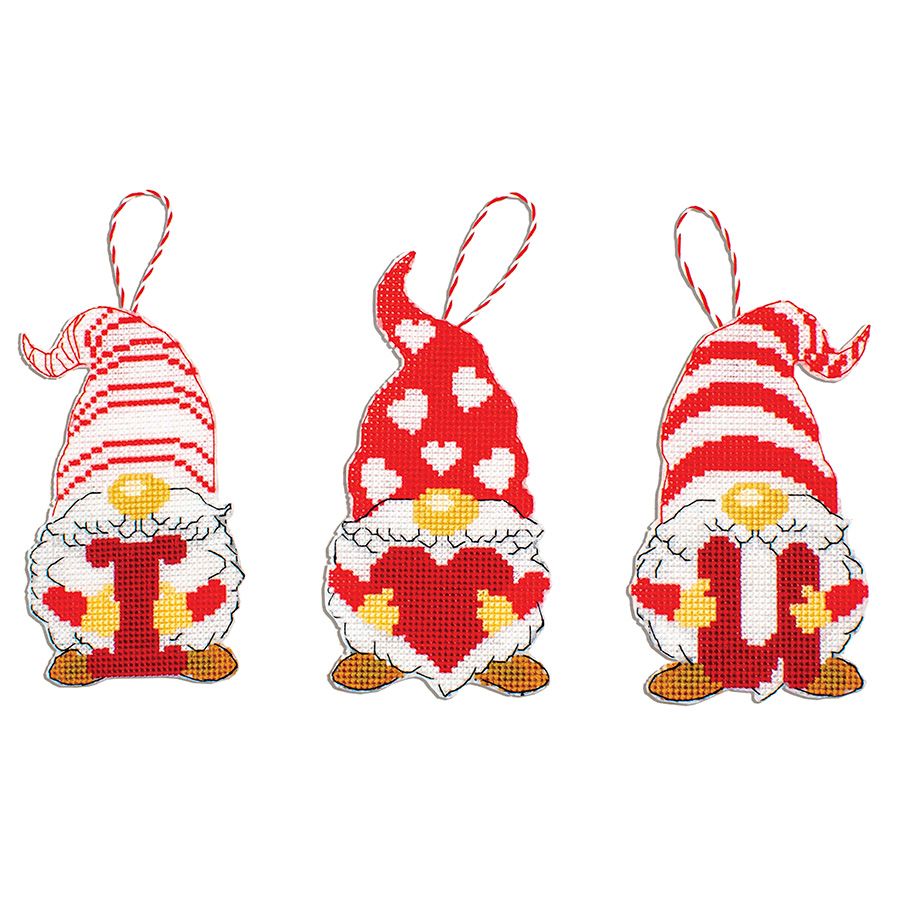 Kit suspension décorative à broder - Gnomes de St Valentin - Luca-S