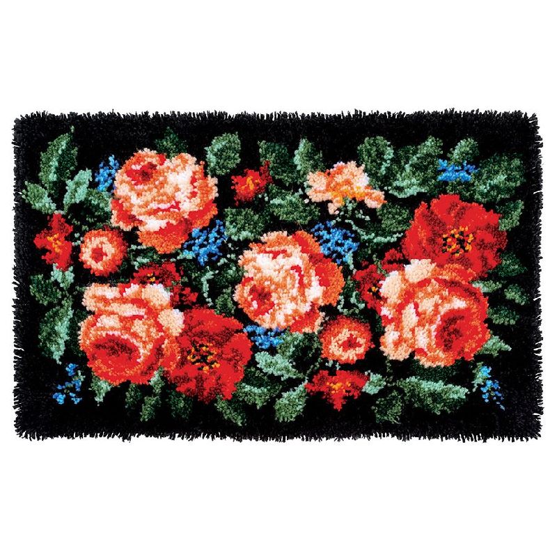 Kit tapis point noué - Roses- Vervaco