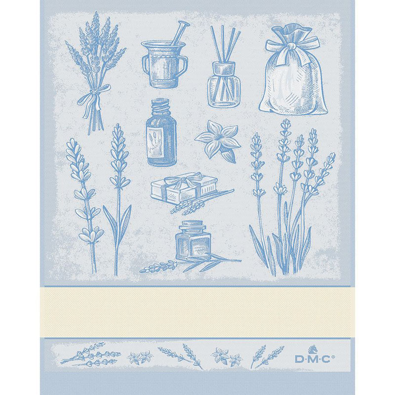 Torchon à broder bleu - Herbes Aromatiques - DMC