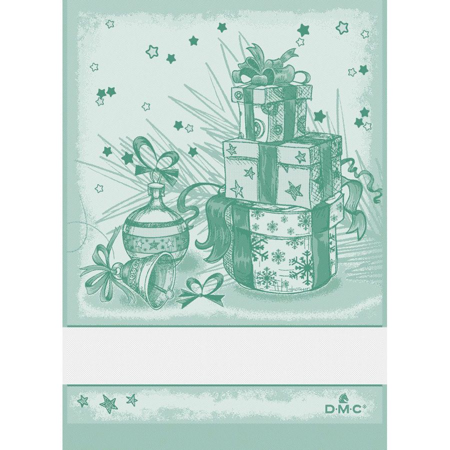 Torchon à broder vert - Cadeaux de Noël - DMC